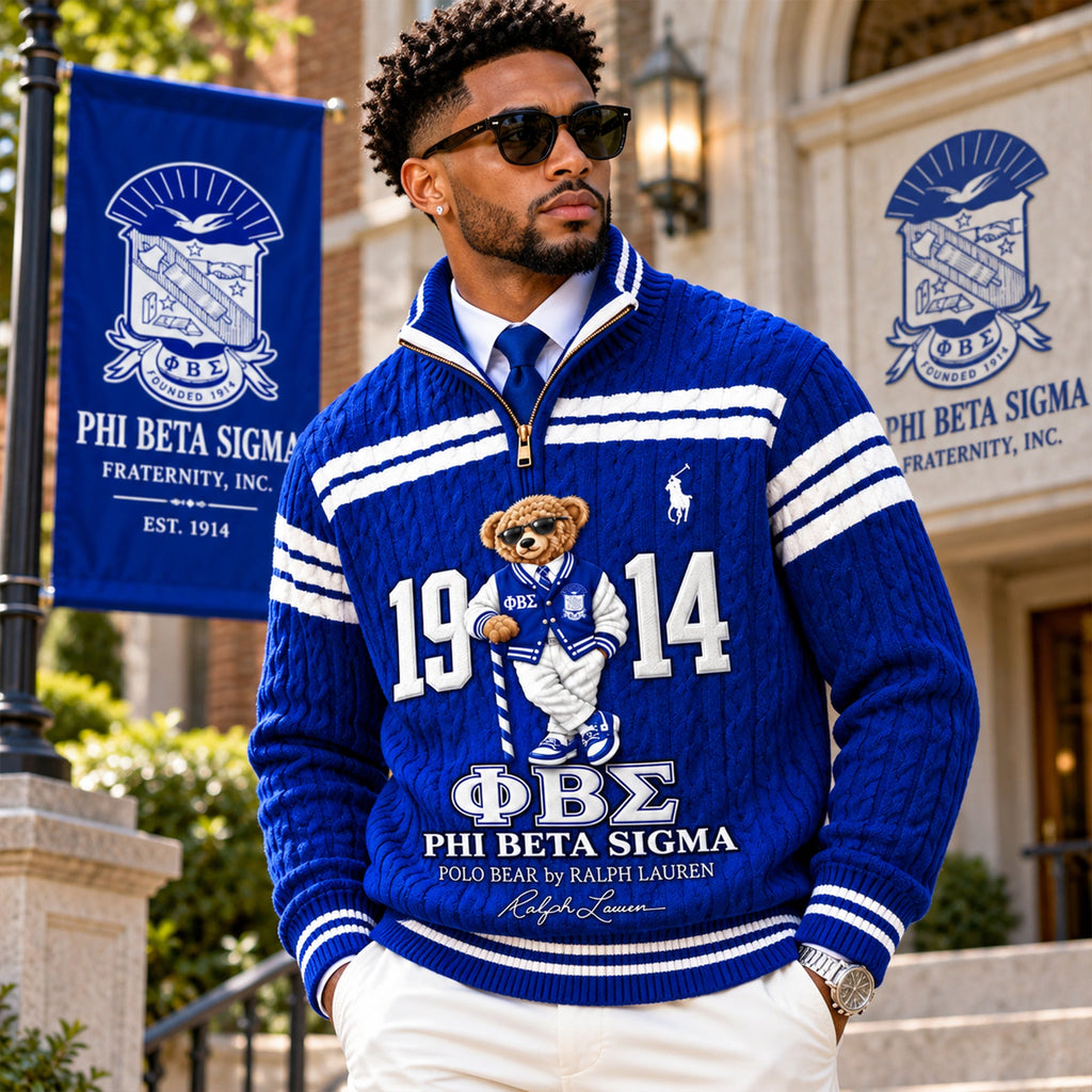 Premium Varsity Cable-Knit Quarter-Zip Sweater ALK YPT PBS 3010261